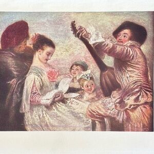 MUSIC LESSON French Jean-Antoine Watteau Fine Art Print 1900’s Vintage Original